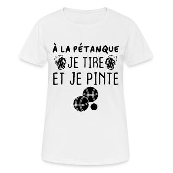 A la pétanque je tire et je pinte - T-shirt respirant Femme - blanc - Devant - AI Model Female 172 dark (172cm)