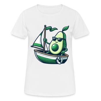 Cool summer sailing dinghy with avocado - Women's Breathable T-Shirt - white - Front - AI Model Female 172 dark (172cm)