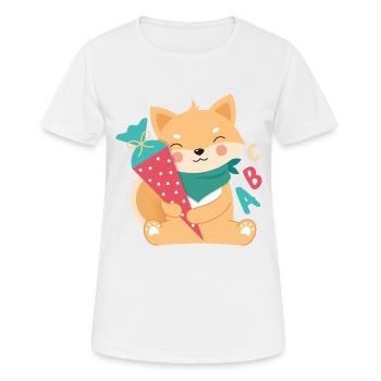 Shiba Inu avec entraînement au cône d’école - T-shirt respirant Femme - blanc - Devant - AI Model Female 172 dark (172cm)
