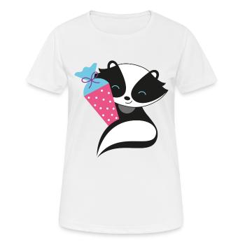 Skunk avec cône d’école inscription à l’école - T-shirt respirant Femme - blanc - Devant - AI Model Female 172 dark (172cm)