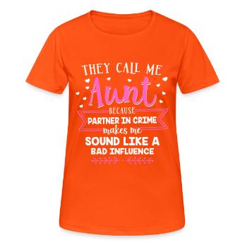 They Call Me Aunt - Frauen T-Shirt atmungsaktiv - Neonorange - Vorne - AI Model Female 172 dark (172cm)