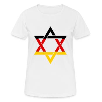 PROUD GERMAN JEW Judaism Jews Menorah - Women's Breathable T-Shirt - white - Front - AI Model Female 172 dark (172cm)