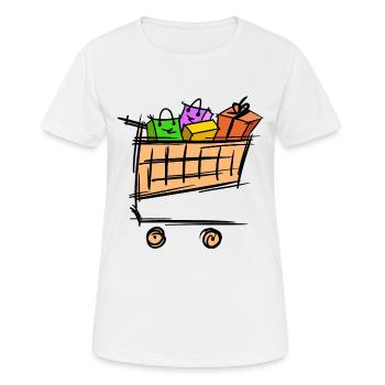 Voller Einkaufswagen, Werbeaktion, Schlussverkauf - Frauen T-Shirt atmungsaktiv - Weiß - Vorne - AI Model Female 172 dark (172cm)