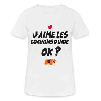 J'aime les Cochons D'inde Animal Mignon - T-shirt respirant Femme - blanc - Devant - AI Model Female 172 dark (172cm)