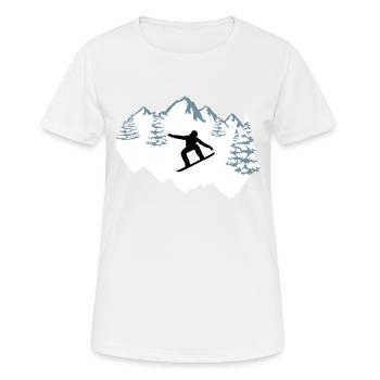 Snowboarder, Snowboard, Snowboard - T-shirt respirant Femme - blanc - Devant - AI Model Female 172 dark (172cm)