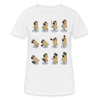 la bouffe fait du sport avec Dumbbell, Kettlebell - T-shirt respirant Femme - blanc - Devant - AI Model Female 172 dark (172cm)