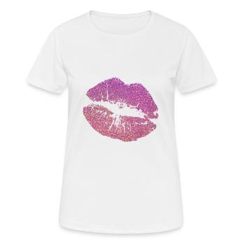 Glitzer Lippen - Frauen T-Shirt atmungsaktiv - Weiß - Vorne - AI Model Female 172 dark (172cm)