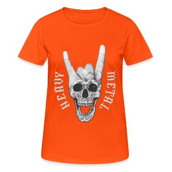 Heavy metal music skull devil horn sign - Women's Breathable T-Shirt - neon orange - Front - AI Model Female 172 dark (172cm)