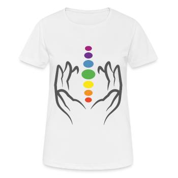 Chakra - Frauen T-Shirt atmungsaktiv - Weiß - Vorne - AI Model Female 172 dark (172cm)
