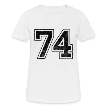 Anzahl 74 - Frauen T-Shirt atmungsaktiv - Weiß - Vorne - AI Model Female 172 dark (172cm)