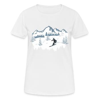 Ski, Ski, Ski, Neige - T-shirt respirant Femme - blanc - Devant - AI Model Female 172 dark (172cm)