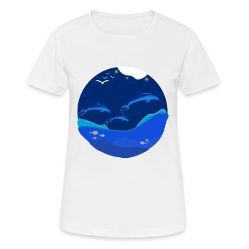 dauphins - T-shirt respirant Femme - blanc - Devant - AI Model Female 172 dark (172cm)