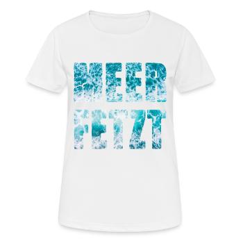Meer Fetzt Wellen Brandung Gischt Ufer Küste - Frauen T-Shirt atmungsaktiv - Weiß - Vorne - AI Model Female 172 dark (172cm)