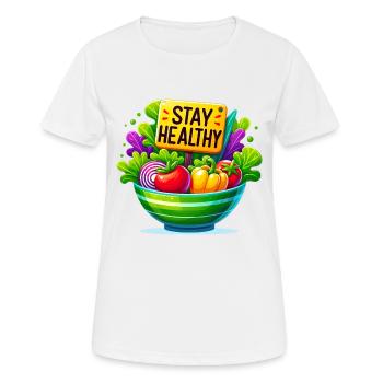 Frische Salatschüssel mit gesunder Botschaft - Frauen T-Shirt atmungsaktiv - Weiß - Vorne - AI Model Female 172 dark (172cm)