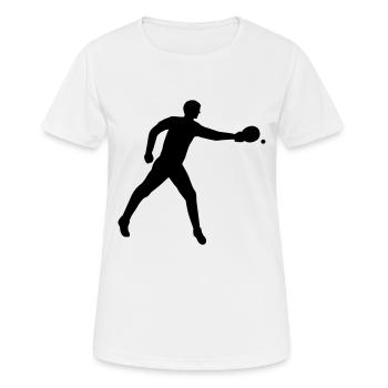 Tischtennisspieler Schlag mit Links - Frauen T-Shirt atmungsaktiv - Weiß - Vorne - AI Model Female 172 dark (172cm)