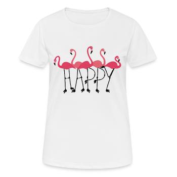 Happy Flamingos, the Happy Flamingos - Word - Women's Breathable T-Shirt - white - Front - AI Model Female 172 dark (172cm)