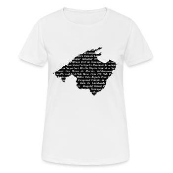 Mallorca Karte mit Orten Weiss - Frauen T-Shirt atmungsaktiv - Weiß - Vorne - AI Model Female 172 dark (172cm)