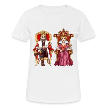 König Königin mit Krone auf dem Thron. - Frauen T-Shirt atmungsaktiv - Weiß - Vorne - AI Model Female 172 dark (172cm)