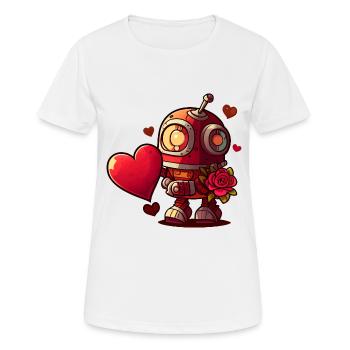 Roboter zum Valentinstag lieben #love - Frauen T-Shirt atmungsaktiv - Weiß - Vorne - AI Model Female 172 dark (172cm)