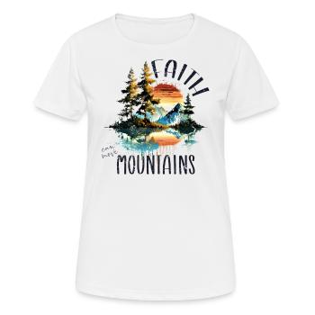 Faith can move Mountains, Matthew 17:20 - Frauen T-Shirt atmungsaktiv - Weiß - Vorne - AI Model Female 172 dark (172cm)