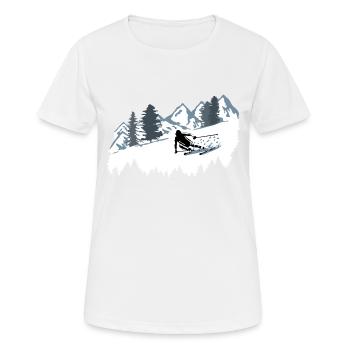 Skifahrer und Berge - Skifahren, Ski - Frauen T-Shirt atmungsaktiv - Weiß - Vorne - AI Model Female 172 dark (172cm)