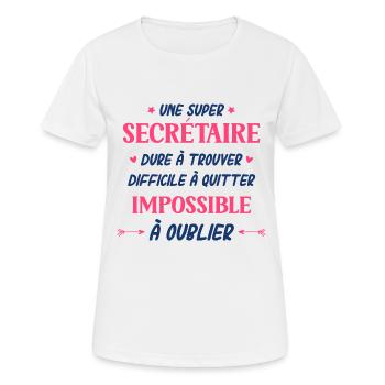 Une super SECRÉTAIRE - T-shirt respirant Femme - blanc - Devant - AI Model Female 172 dark (172cm)