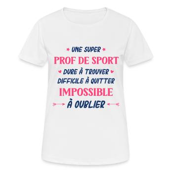 Une super prof de sport - T-shirt respirant Femme - blanc - Devant - AI Model Female 172 dark (172cm)