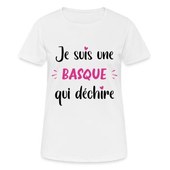 Je suis une basque qui déchire - T-shirt respirant Femme - blanc - Devant - AI Model Female 172 dark (172cm)