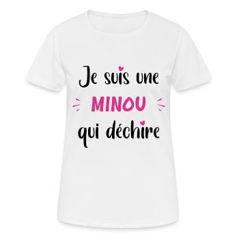 minou qui déchire - T-shirt respirant Femme - blanc - Devant - AI Model Female 172 dark (172cm)