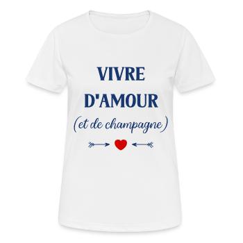 Vivre d'amour de - T-shirt respirant Femme - blanc - Devant - AI Model Female 172 dark (172cm)