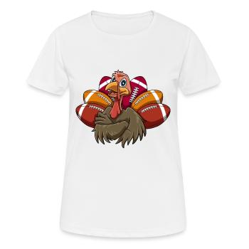 Thanksgiving Truthahn Football Touchdowns - Frauen T-Shirt atmungsaktiv - Weiß - Vorne - AI Model Female 172 dark (172cm)
