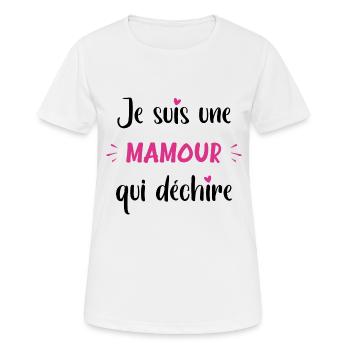 Qui déchire mamour - T-shirt respirant Femme - blanc - Devant - AI Model Female 172 dark (172cm)