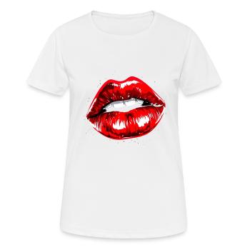 Küsse Lippenstift Lipgloss Mundkuss für alle - Frauen T-Shirt atmungsaktiv - Weiß - Vorne - AI Model Female 172 dark (172cm)