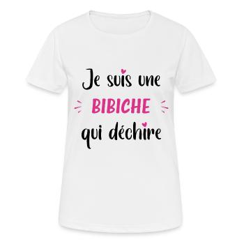 Je suis une bibiche qui déchire - T-shirt respirant Femme - blanc - Devant - AI Model Female 172 dark (172cm)