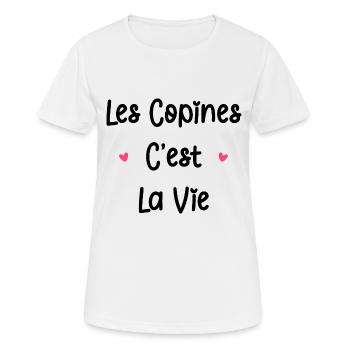 Les copines c'est la vie - T-shirt respirant Femme - blanc - Devant - AI Model Female 172 dark (172cm)