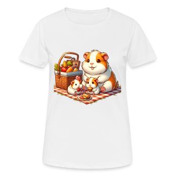 Meerschweinchen Familie Picknick im Freien - Frauen T-Shirt atmungsaktiv - Weiß - Vorne - AI Model Female 172 dark (172cm)