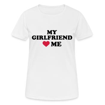 My girlfriend loves me - Frauen T-Shirt atmungsaktiv - Weiß - Vorne - AI Model Female 172 dark (172cm)