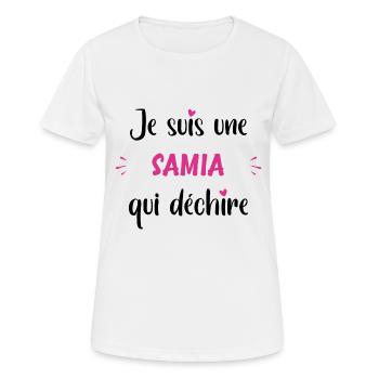 Je suis une samia qui déchire - T-shirt respirant Femme - blanc - Devant - AI Model Female 172 dark (172cm)