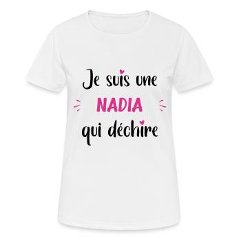 Je suis une nadia qui déchire - T-shirt respirant Femme - blanc - Devant - AI Model Female 172 dark (172cm)