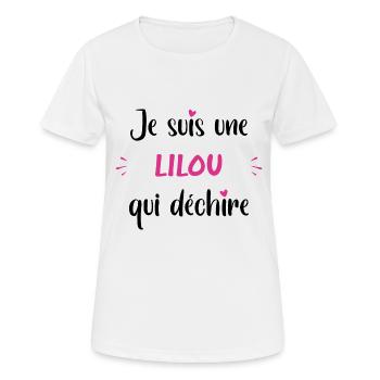 Je suis une lilou qui déchire - T-shirt respirant Femme - blanc - Devant - AI Model Female 172 dark (172cm)
