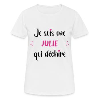 Je suis une julie qui déchire - T-shirt respirant Femme - blanc - Devant - AI Model Female 172 dark (172cm)