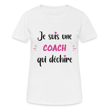 Je suis une coach qui déchire - T-shirt respirant Femme - blanc - Devant - AI Model Female 172 dark (172cm)