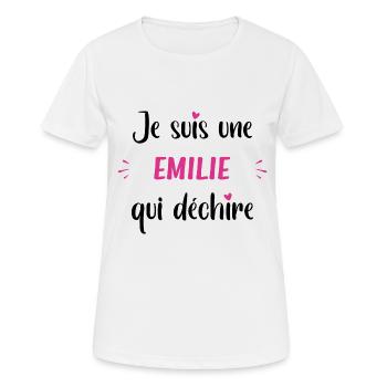 Je suis une emilie qui déchire - T-shirt respirant Femme - blanc - Devant - AI Model Female 172 dark (172cm)
