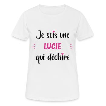 Je suis une lucie qui déchire - T-shirt respirant Femme - blanc - Devant - AI Model Female 172 dark (172cm)