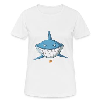 Hai Comic grinst - Fun - Frauen T-Shirt atmungsaktiv - Weiß - Vorne - AI Model Female 172 dark (172cm)