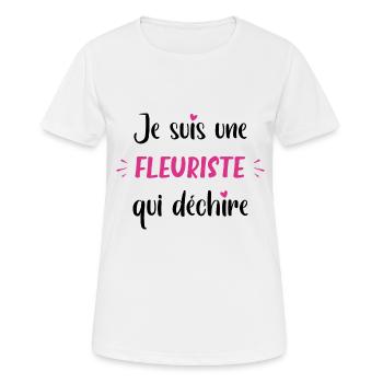 Je suis une fleuriste qui déchire - T-shirt respirant Femme - blanc - Devant - AI Model Female 172 dark (172cm)