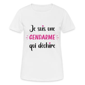 Je suis une gendarme qui déchire - T-shirt respirant Femme - blanc - Devant - AI Model Female 172 dark (172cm)