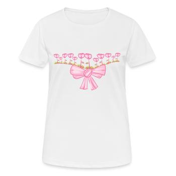 ligne de boucle fleurs roses ligne - T-shirt respirant Femme - blanc - Devant - AI Model Female 172 dark (172cm)