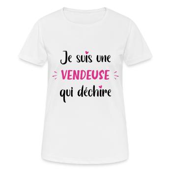Je suis une vendeuse qui déchire - T-shirt respirant Femme - blanc - Devant - AI Model Female 172 dark (172cm)