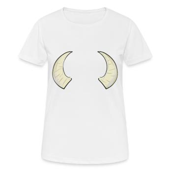zwei hörner horn bulle widder symbol - Frauen T-Shirt atmungsaktiv - Weiß - Vorne - AI Model Female 172 dark (172cm)